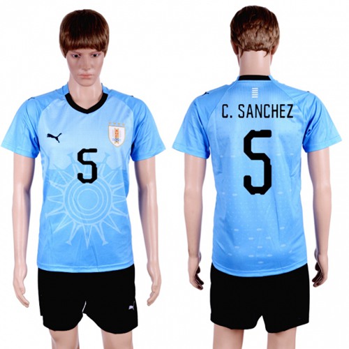 Uruguay #5 C.Sanchez Home Soccer Country Jersey